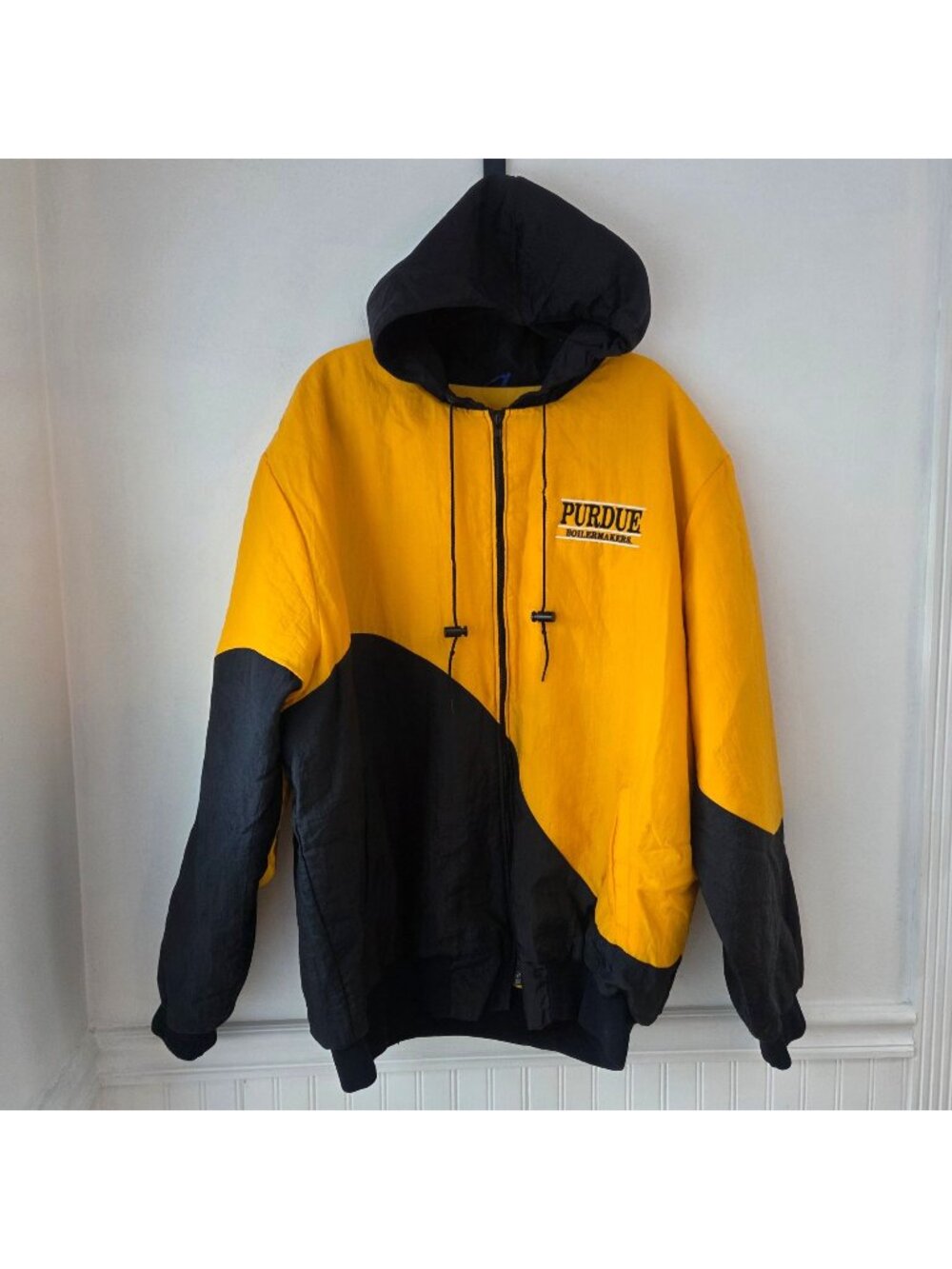VTG 90s Rennoc Purdue University Full Zip Hooded Windbreaker Jacket Coat XL